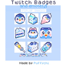 Load image into Gallery viewer, Piplup Pixel Art Sub Badges and Emotes for Twitch
