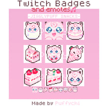 Load image into Gallery viewer, Jigglypuff Pixel Art Sub Badges and Emotes for Twitch