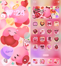 Load image into Gallery viewer, Valentine's Day Kirby ♡ Phone Wallpaper+ Widget + Icons