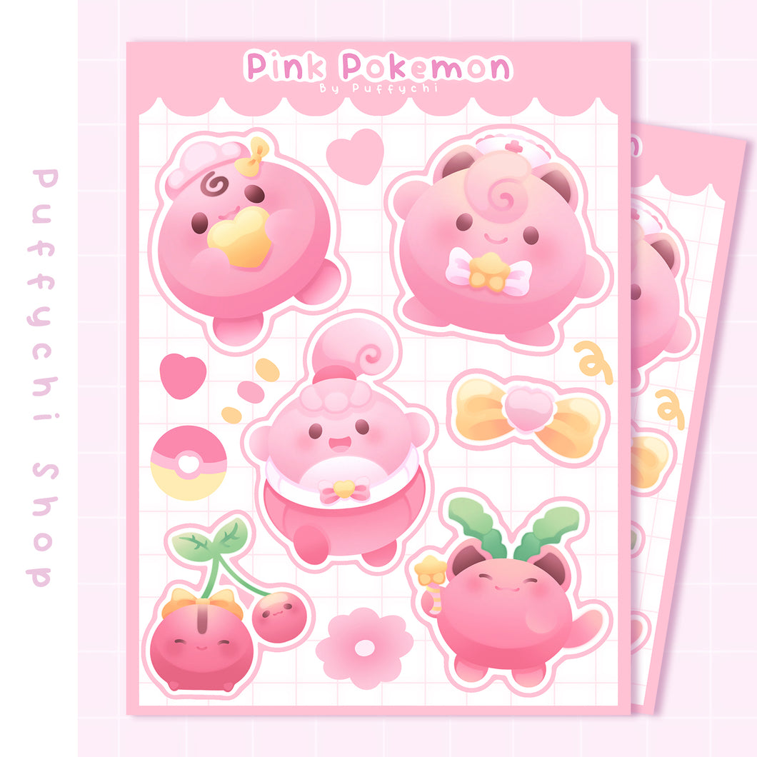 ♡ Pink and Round Pokemon Stickers ♡