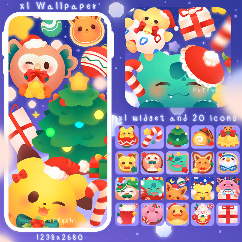 Christmas Night ♡ Pokémon Phone Wallpaper+ Widget + Icons