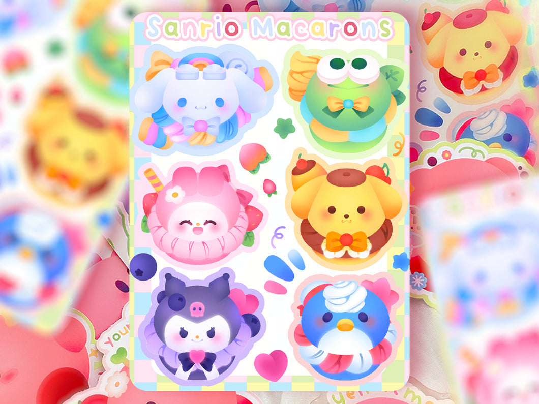 Sanrio Macarons Sticker Sheet ♡