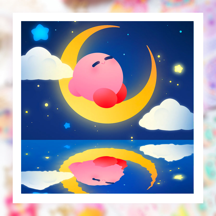 Sleeping on the Moon Print  ♡ Kirby Print