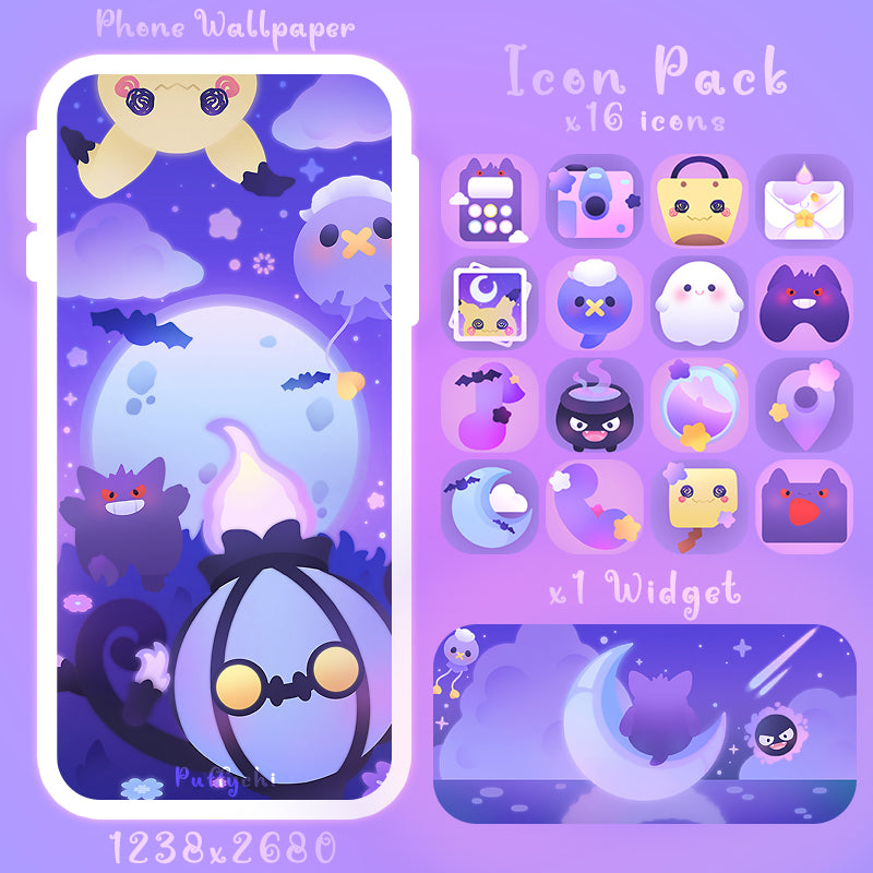 Ghost Pokémon ♡ Phone Wallpaper + Widget + Icons
