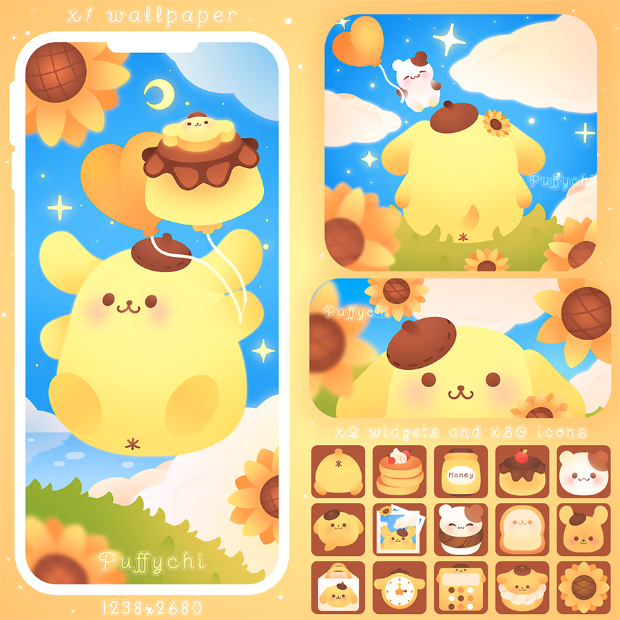 Pudding Dog ♡ Phone Wallpaper + Widgets + Icons